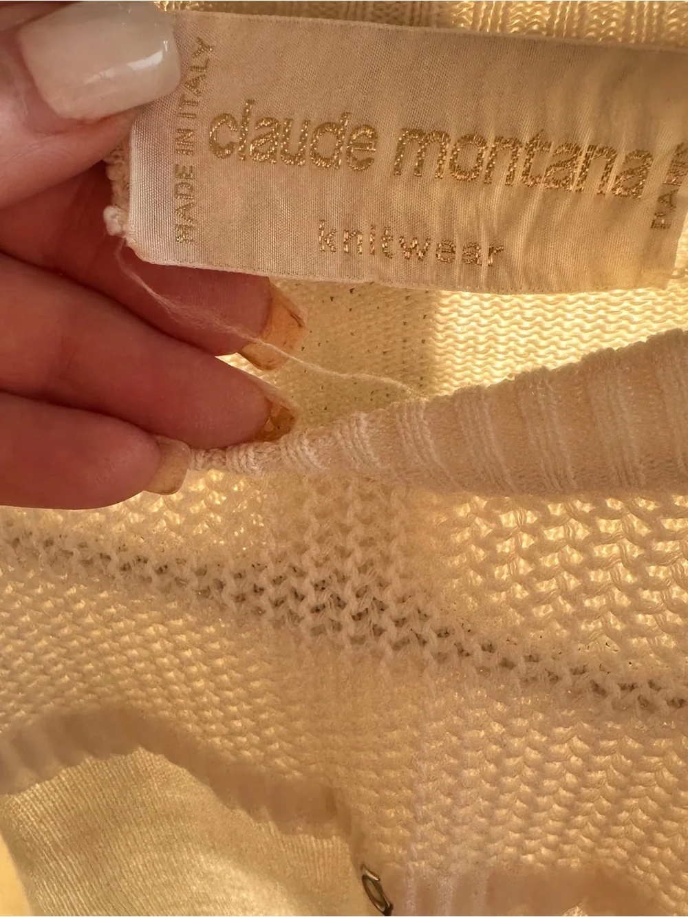 CLAUDE MONTANA Men's Crewneck Knit Sweater - Cream VTG